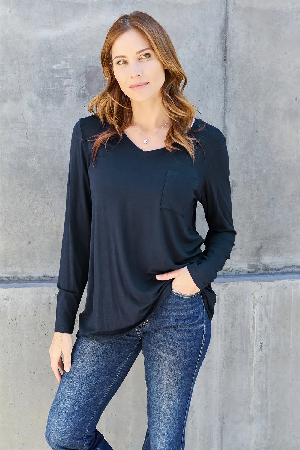 V-Neck Long Sleeve Top – Classic, Flattering & Versatile