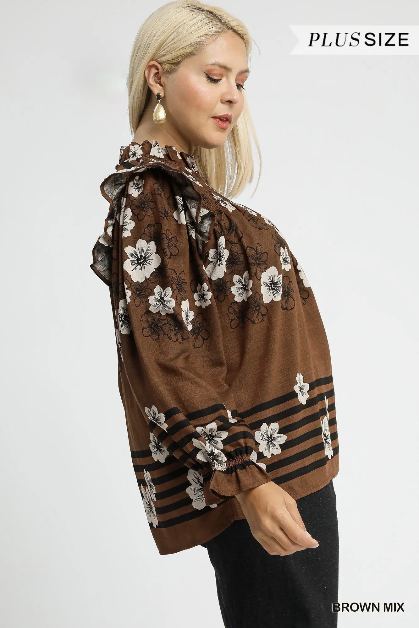 Mix Floral Smocked Ruffle Blouse – Feminine & Stylish Wardrobe Essential