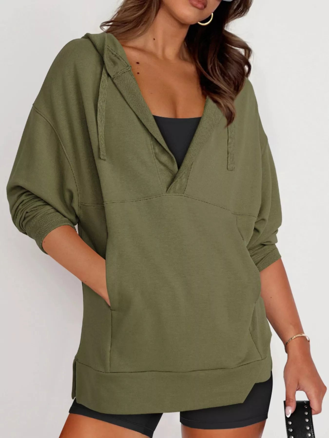 Drawstring Kangaroo Pocket Long Sleeve Hoodie – Cozy Casual Layer