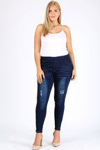 Bagel Plus Size Ripped Denim Jeggings – High Waist Stretchy Fit