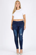 Bagel Plus Size Ripped Denim Jeggings – High Waist Stretchy Fit
