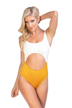 Beach Joy Ribbed Two Tone One Piece – Stylish Cutout Swimsuit