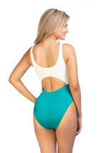 Beach Joy Ribbed Two Tone One Piece – Stylish Cutout Swimsuit