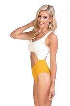 Beach Joy Ribbed Two Tone One Piece – Stylish Cutout Swimsuit