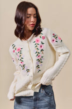 SO ME Floral Embroidered Coquette Sweater Cardigan – Chic Feminine Style