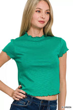 Zenana Cotton Modal Slub Lettuce Trim Cropped T-Shirt – Soft, Cute & Trendy