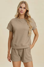 Textured Short Sleeve Top & Shorts Set – Comfy, Chic & Versatile