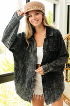 Oversized Distressed Denim Jacket – Vintage Wash & Raw Hem Style
