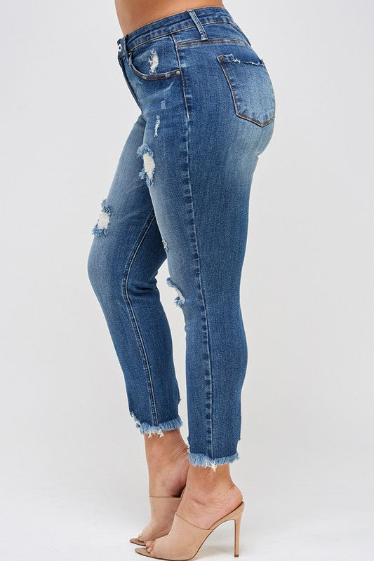 Insane Gene Plus Size High Rise Distressed Skinny Jeans – Chic Fit