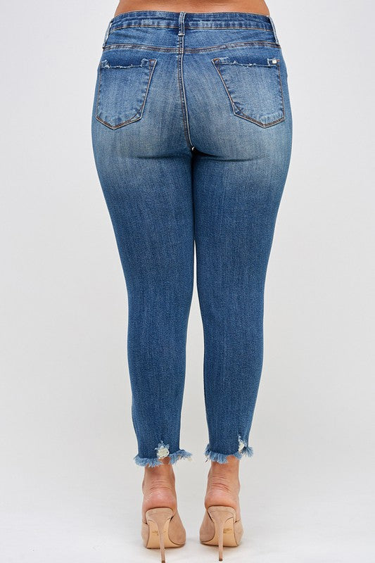 Insane Gene Plus Size High Rise Distressed Skinny Jeans – Chic Fit