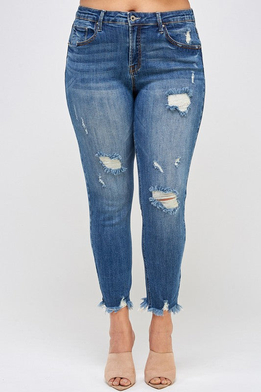 Insane Gene Plus Size High Rise Distressed Skinny Jeans – Chic Fit