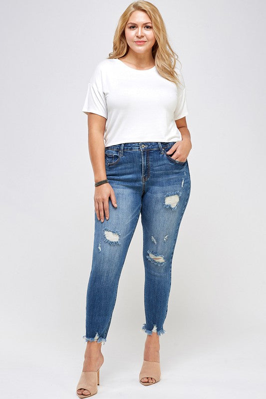 Insane Gene Plus Size High Rise Distressed Skinny Jeans – Chic Fit