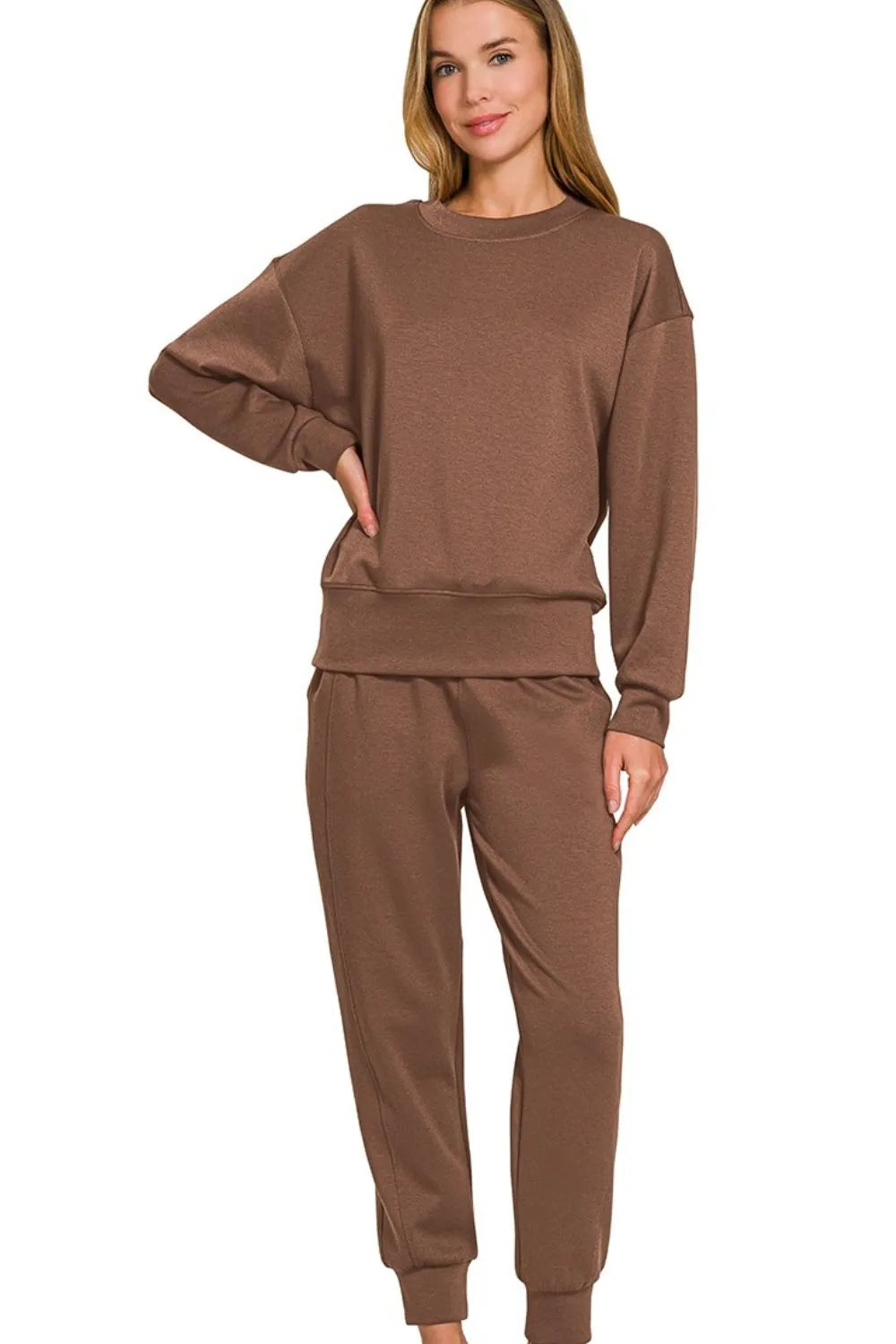 Brown Lounge Set – Oversized Sweatshirt & Joggers in Soft Cotton Blend