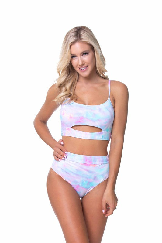 Beach Joy Tie Dye High Waist Bikini – Trendy Vibrant Swim Set