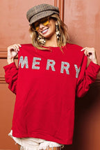 BiBi Merry Glitter Christmas Top – Festive Drop Shoulder Holiday Style
