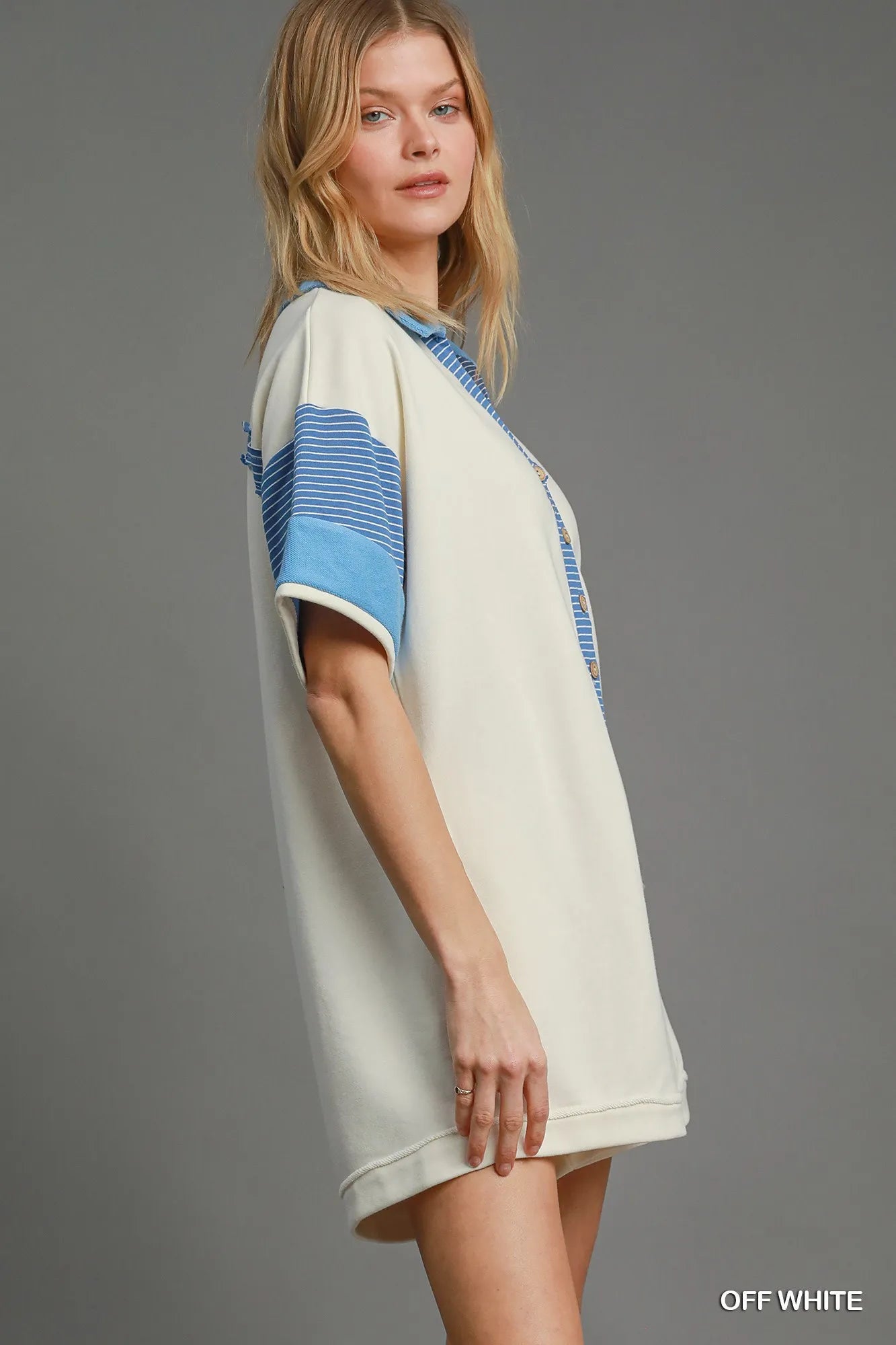 French Terry Collared Colorblock Romper – Chic Casual Loungewear