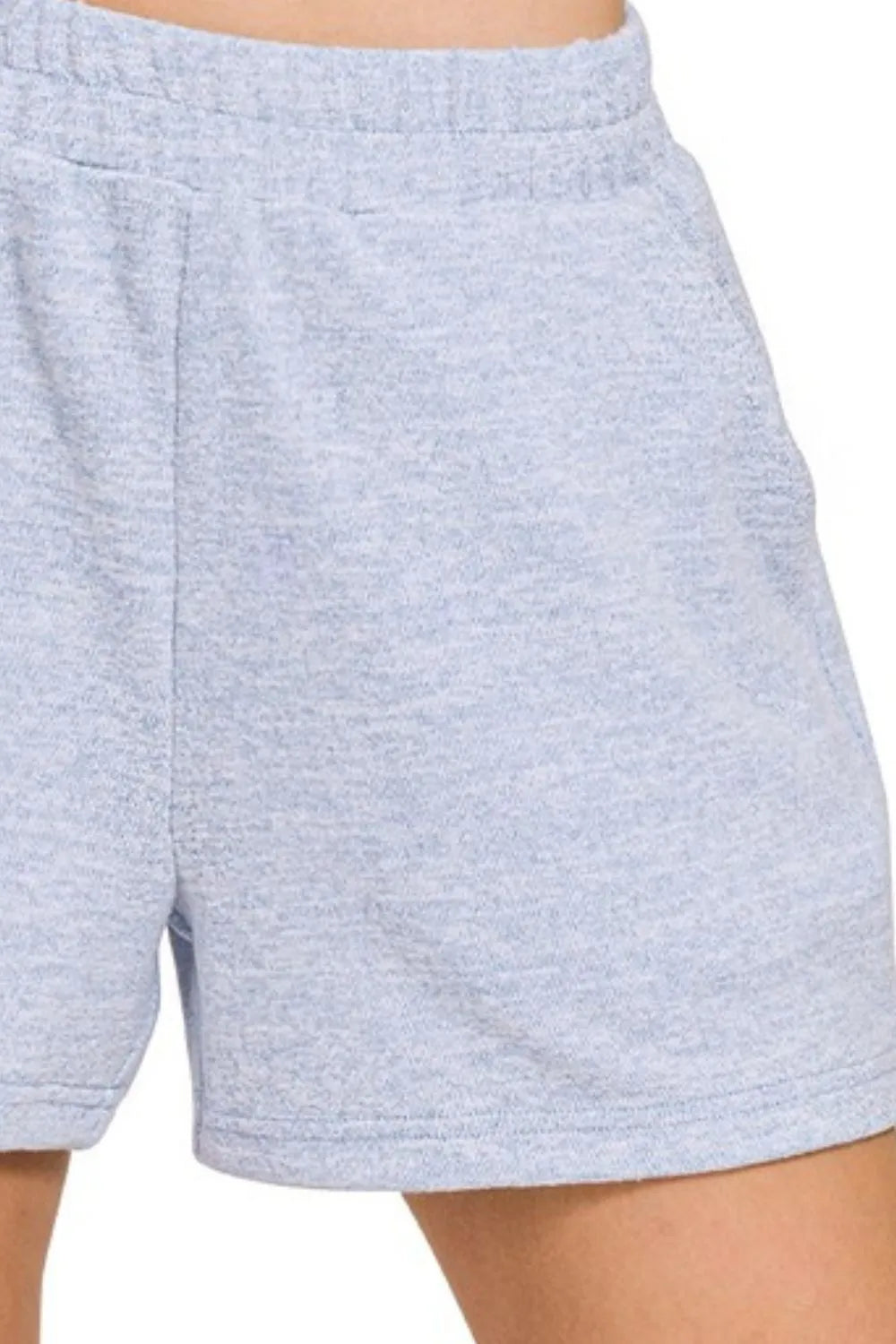 Soft Melange Hacci Shorts – Elastic Waist & Cozy, Stylish Fit