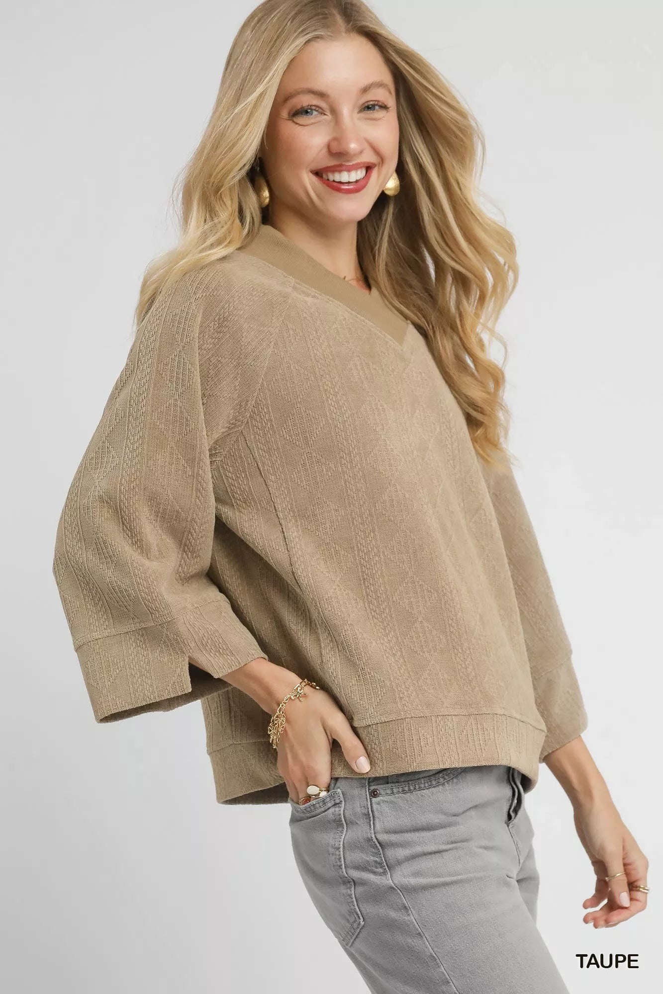 Textured Knit V-Neck Top – Classic, Versatile & Flattering Style