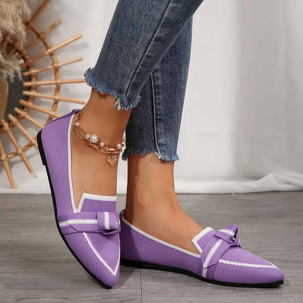 Point Toe Mesh Flat Slip-Ons – Lightweight Breathable Comfort