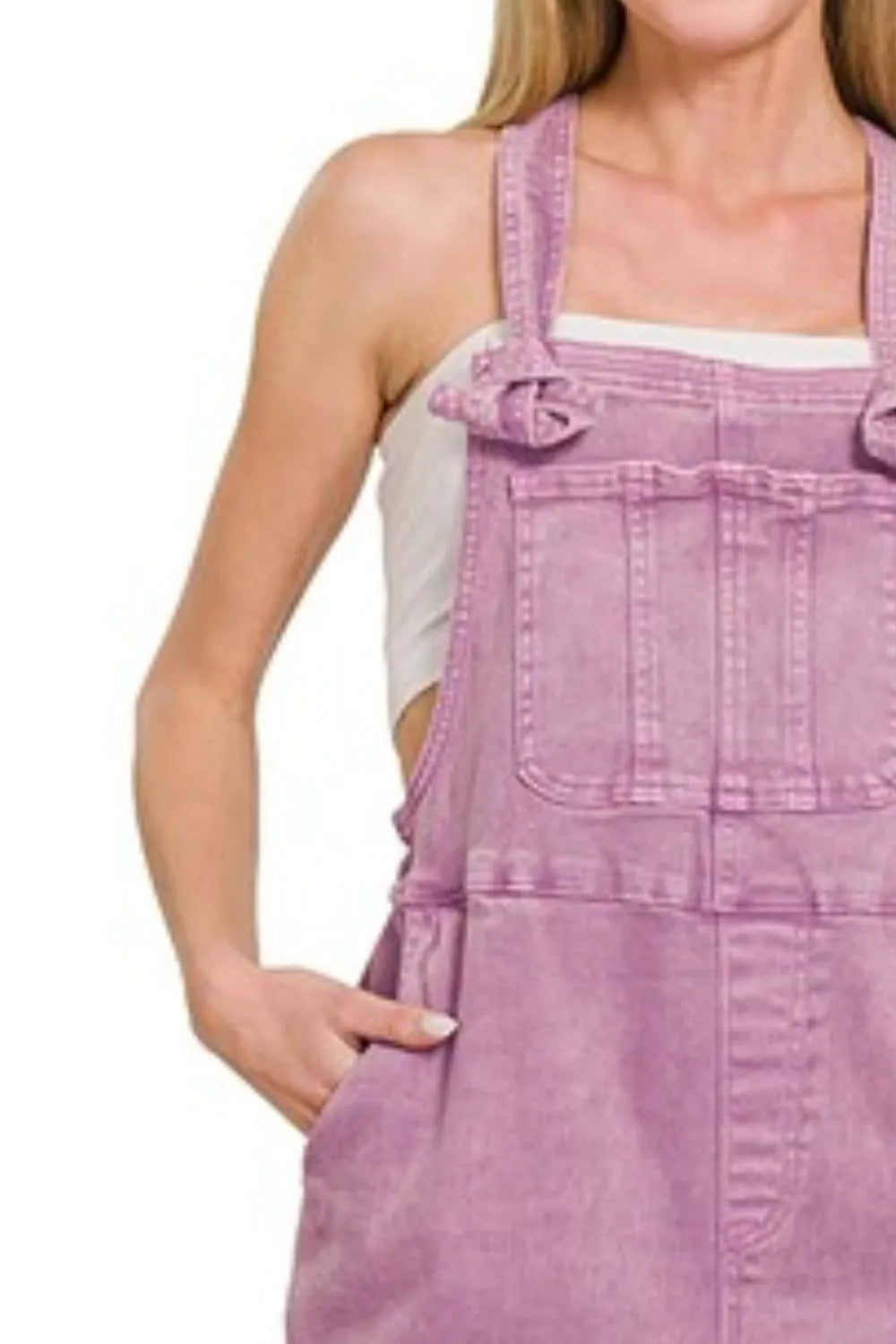 Beige Classic Denim Overalls – Adjustable Straps & Pockets