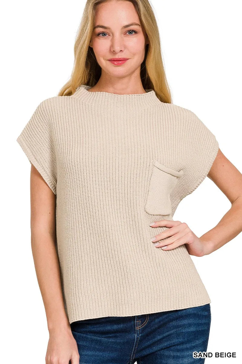 Mock Neck Short Sleeve Sweater Chic & Versatile Layering Piece