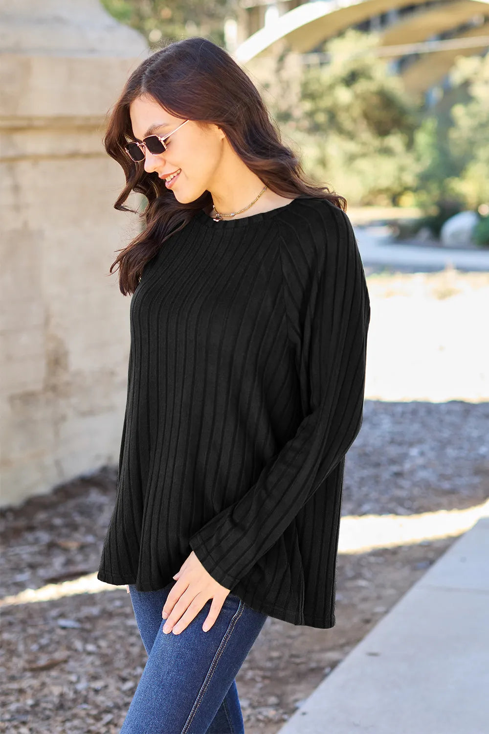 Ribbed Round Neck Knit Top – Cozy, Classic & Versatile