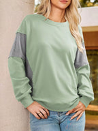 Striped Round Neck Long Sleeve Sweatshirt – Casual Cozy Style
