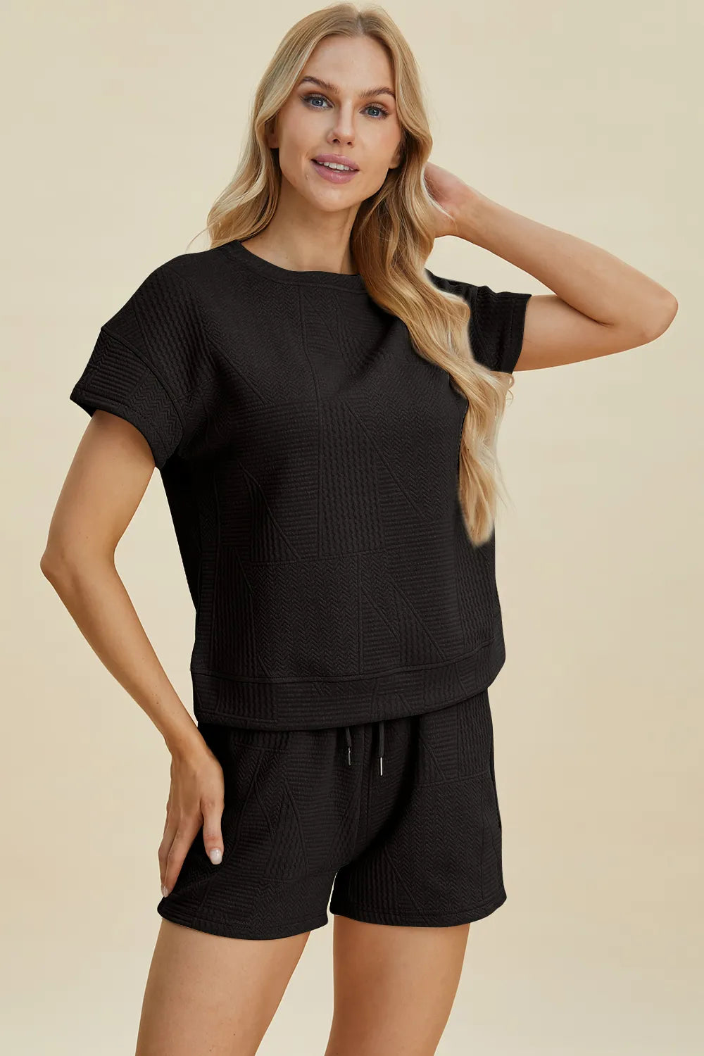 Textured Short Sleeve Top & Shorts Set – Comfy, Chic & Versatile