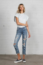 Insane Gene Mid Rise Destroyed Jeans – Edgy Distressed Denim Style