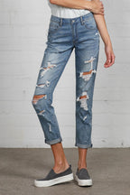 Insane Gene Mid Rise Destroyed Jeans – Edgy Distressed Denim Style