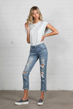 Insane Gene Mid Rise Destroyed Jeans – Edgy Distressed Denim Style