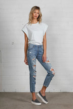 Insane Gene Mid Rise Destroyed Jeans – Edgy Distressed Denim Style