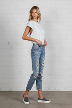 Insane Gene Mid Rise Destroyed Jeans – Edgy Distressed Denim Style