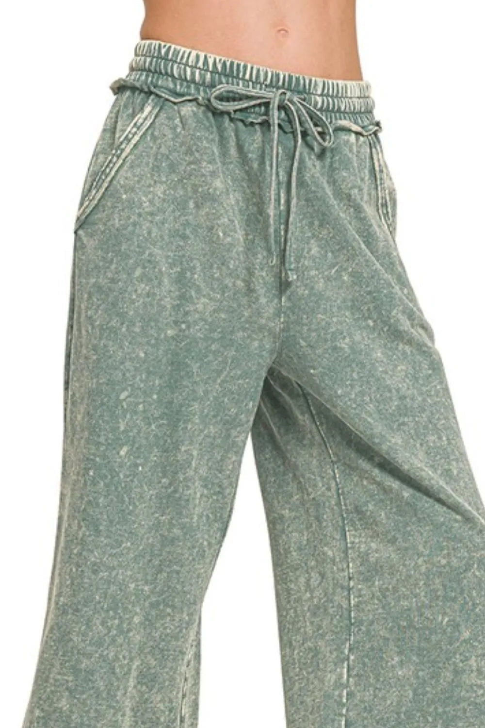 Washed French Terry Palazzo Pants – Wide Leg, Soft & With Pockets