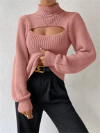 Cutout Front Turtleneck Long Sleeve Sweater – Chic Modern Knit