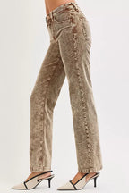 Dreamkue-Risen Women’s Tummy Control Mid Rise Straight Leg Stretch Comfort Fit Jeans