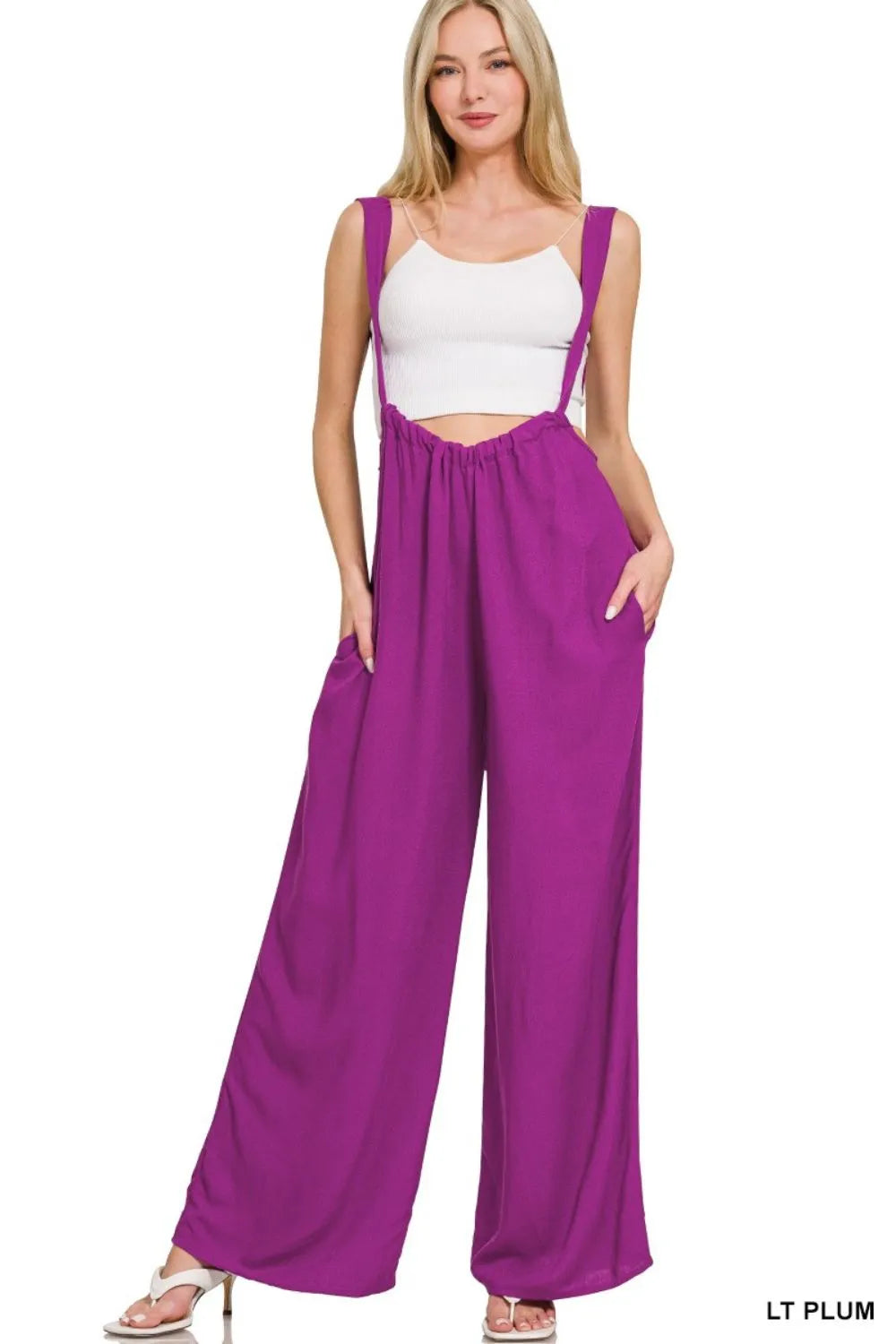 Woven Tie Back Suspender Jumpsuit – Chic, Playful & Adjustable Fit