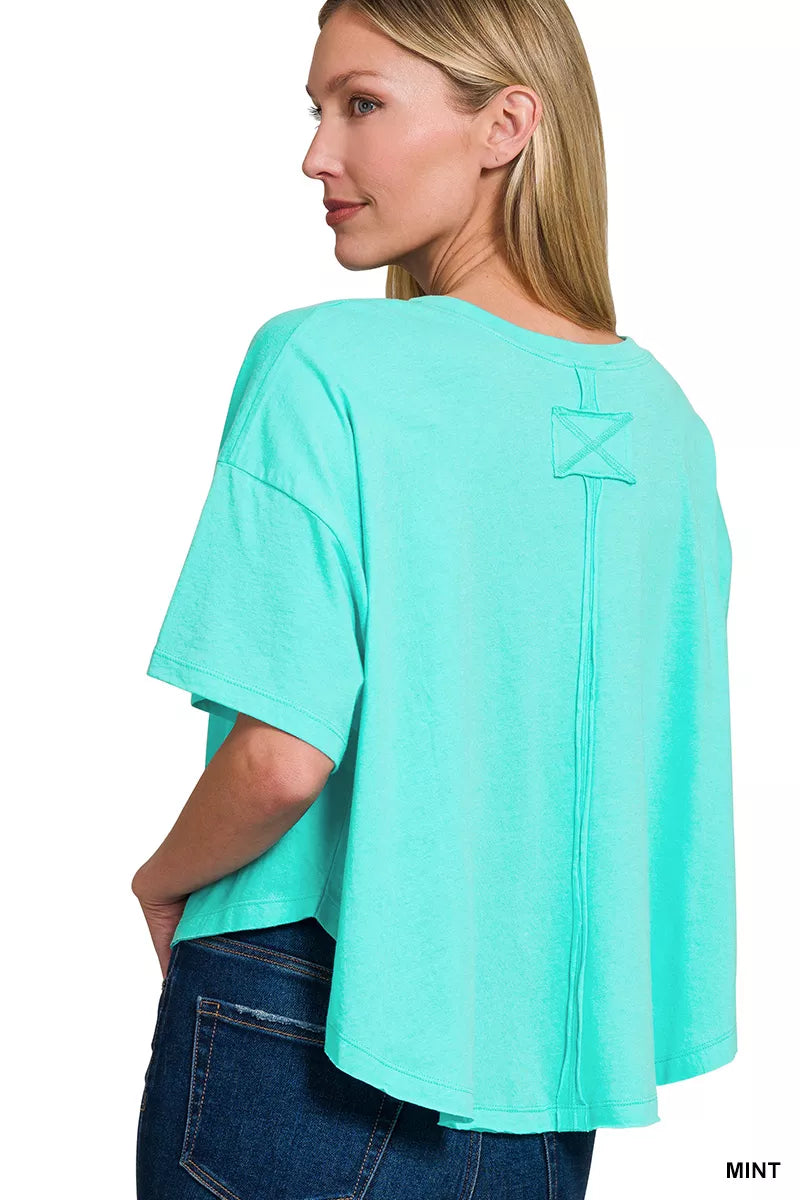 Zenana Mint Green Cropped T-Shirt – Relaxed Oversized Fit