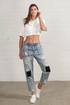 Insane Gene Raw Hem Patched Jeans – Edgy Distressed Denim Style