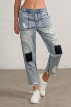 Insane Gene Raw Hem Patched Jeans – Edgy Distressed Denim Style