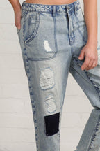 Insane Gene Raw Hem Patched Jeans – Edgy Distressed Denim Style