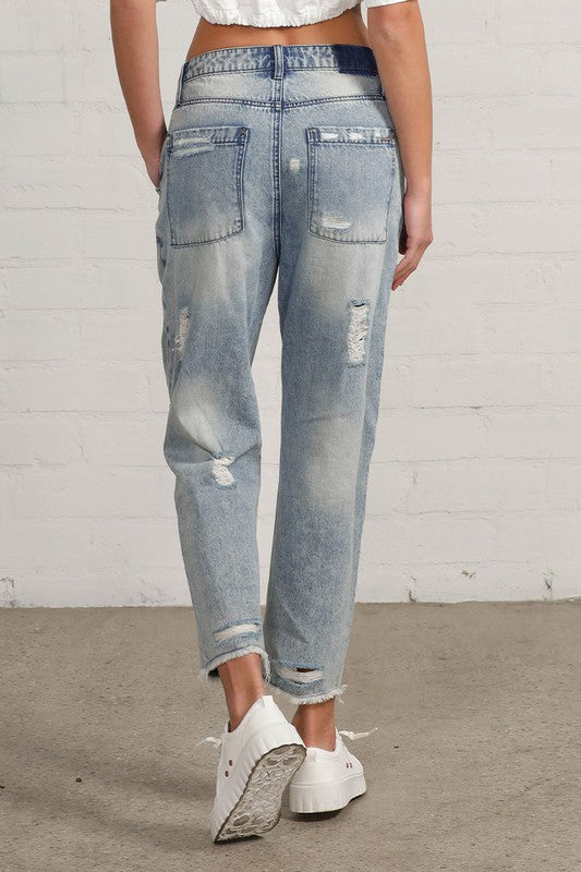 Insane Gene Raw Hem Patched Jeans – Edgy Distressed Denim Style
