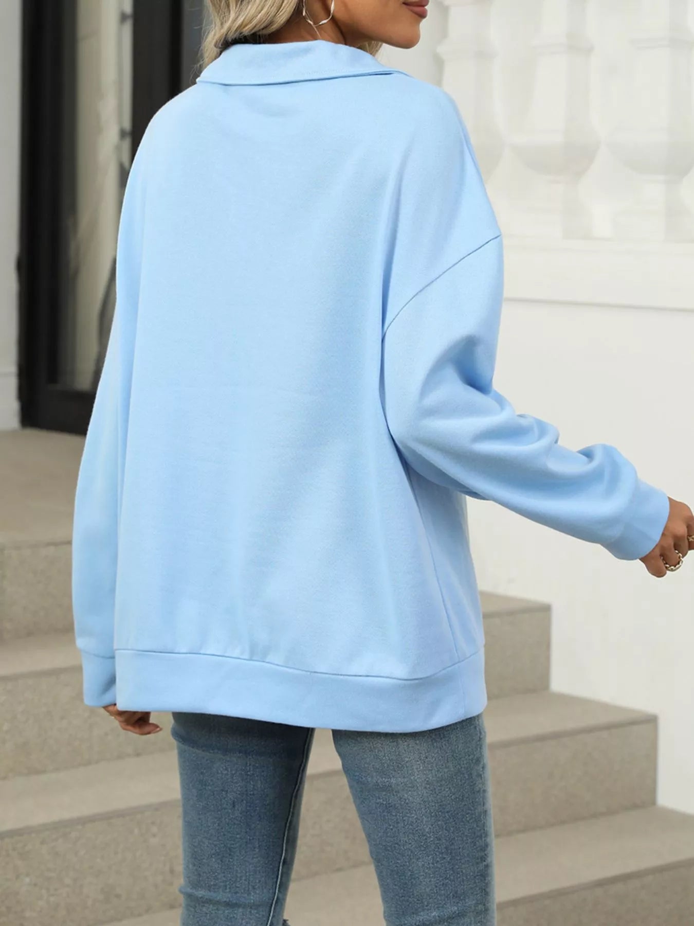 Johnny Collar Long Sleeve Sweatshirt – Casual Chic & Cozy