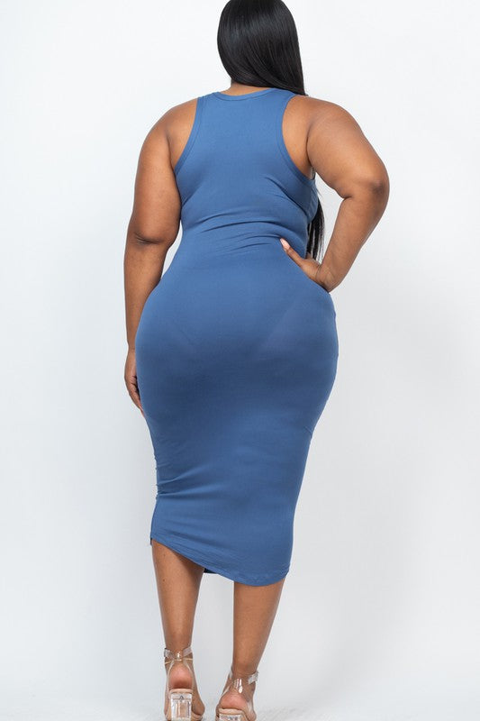 Capella Plus Size Split Neck Tank Dress – Chic & Comfy Style
