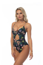 Beach Joy Black Floral One Piece – Chic Cutout Swimsuit Style