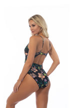 Beach Joy Black Floral One Piece – Chic Cutout Swimsuit Style