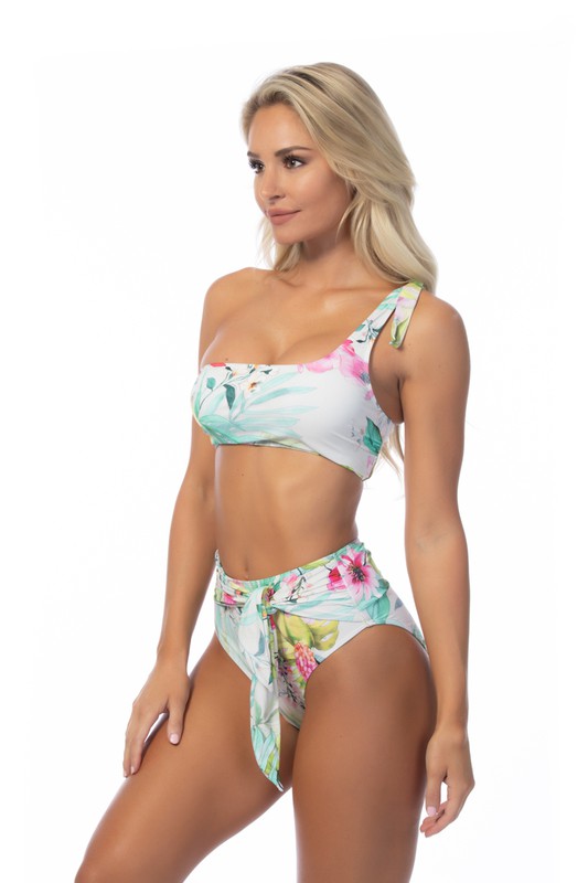 Beach Joy Tropical One Shoulder Bikini – Bold & Trendy Swim Set