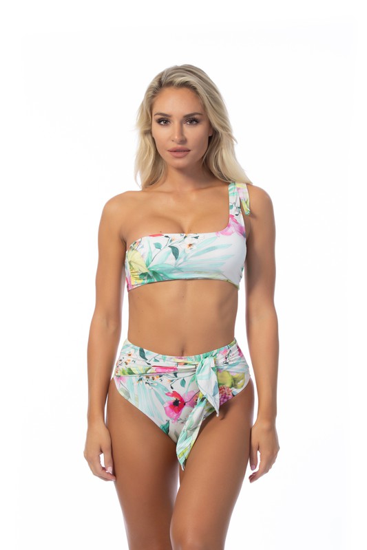 Beach Joy Tropical One Shoulder Bikini – Bold & Trendy Swim Set