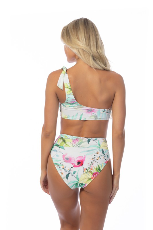 Beach Joy Tropical One Shoulder Bikini – Bold & Trendy Swim Set