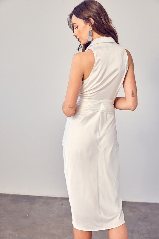 Do + Be Collection Sleeveless Collared Front Tie Dress